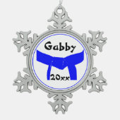 Ornement Flocon De Neige Martial Arts Léger Ceinture Bleue Datée (Devant)