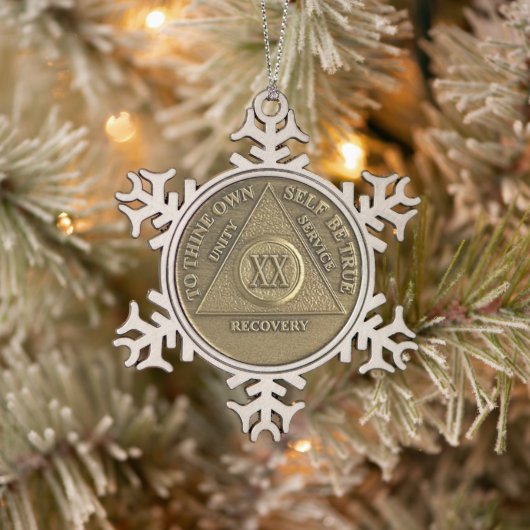 Ornement Flocon De Neige Médaille du 20e anniversaire de sobriété (Arbre)