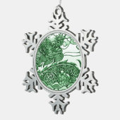 Ornement Flocon De Neige Médaillon de dragon vert de jade (Vue impression)