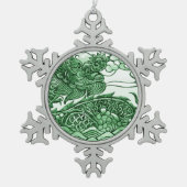 Ornement Flocon De Neige Médaillon de dragon vert de jade (Devant)