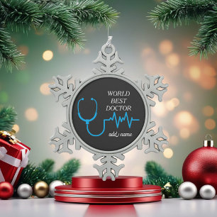 Ornement Flocon De Neige Médecin Stéthoscope Praticien Médecine hospitalièr