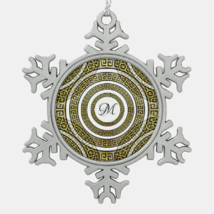 Ornement Flocon De Neige Mélange de clé grecque en Monogramme de symétrie g