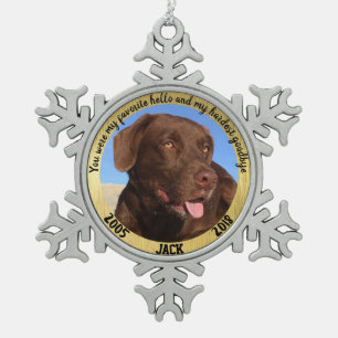 Ornement Flocon De Neige Mémorial de chien personnalisé Mon Bonjour préféré