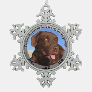 Ornement Flocon De Neige Mémorial de chien personnalisé Mon Bonjour préféré