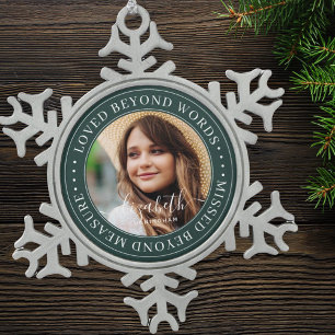 Ornement Flocon De Neige Memorial Love Beyond Words Élégant Photo Chic