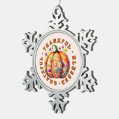 Ornement Flocon De Neige Merci, béni, Gratuit Citrouille Floral (Vue impression)