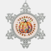 Ornement Flocon De Neige Merci, béni, Gratuit Citrouille Floral (Devant)