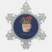 Ornement Flocon De Neige Merci enseignant à Noël Poinsettias (Devant)