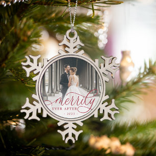 Ornement Flocon De Neige Merde toujours après Photo Mariage