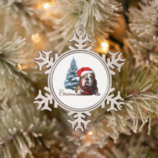 Ornement Flocon De Neige Merry Christmas Bulldog (Arbre)