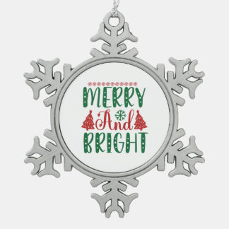 Ornement Flocon De Neige Merry Christmas Merry And Bright