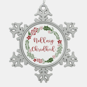 Ornement Flocon De Neige Merry Christmas Wreath écossais, Nollaig Chridheil