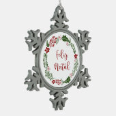 Ornement Flocon De Neige Merry Christmas Wreath, Feliz Natal (Gauche)