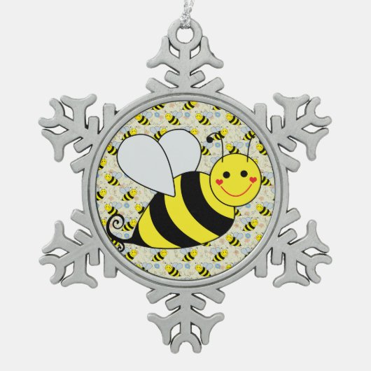 Ornement Flocon De Neige Mignon gaffez l'abeille avec le motif (Devant)