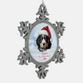 Ornement Flocon De Neige Mignonne Bernese Mountain Dog Santa Hat Paw Person (Gauche)