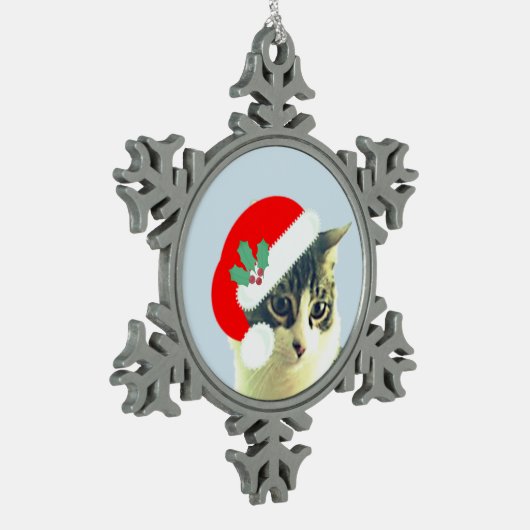 Ornement Flocon De Neige Mignonne Noël Merlin Chat Face (Gauche)
