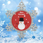 Ornement Flocon De Neige Mignonne Noël Snowman hiver Festif Vacances neige<br><div class="desc">Célébrez votre joie festive de vacances avec ce joyeux bonhomme de neige joyeux et joyeux hiver Noël et la neige en chute.</div>