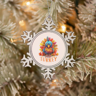 Ornement Flocon De Neige Mignonne Turquie Thanksgiving