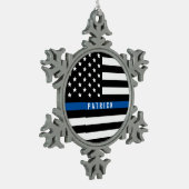 Ornement Flocon De Neige Mince Blue Line Police Nom Monogramme (Gauche)