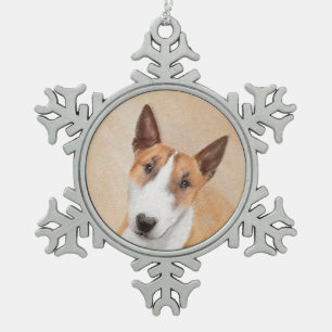 Ornement Flocon De Neige Miniature Bull Terrier Peinture - Jolie Original D