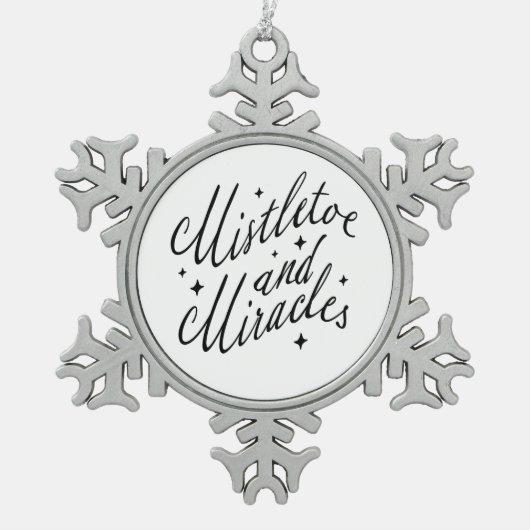 Ornement Flocon De Neige Mistletoe et Miracles Noir et Blanc (Devant)