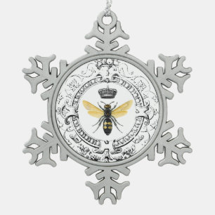 Ornement Flocon De Neige MODERNE Abeille de reine VINTAGE