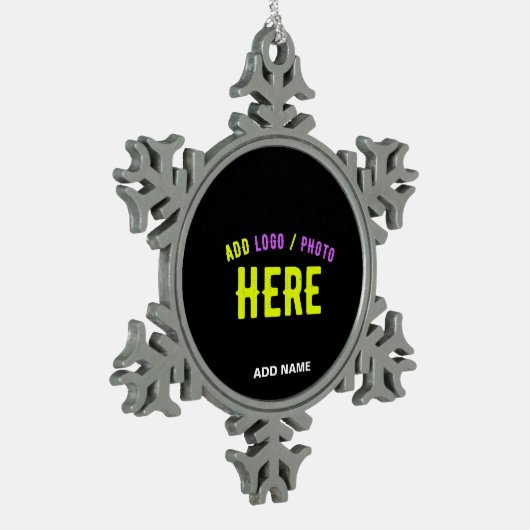 ORNEMENT FLOCON DE NEIGE MODERNE ET MODERNE PERSONNALISABLE NOIR VÉRIFIÉ (Gauche)