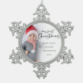 Ornement Flocon De Neige Mon premier bébé de Noël Nom photo Année Keepsaké (Devant)