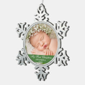Ornement Flocon De Neige Mon premier Noël bébé photo vert clair (Vue impression)