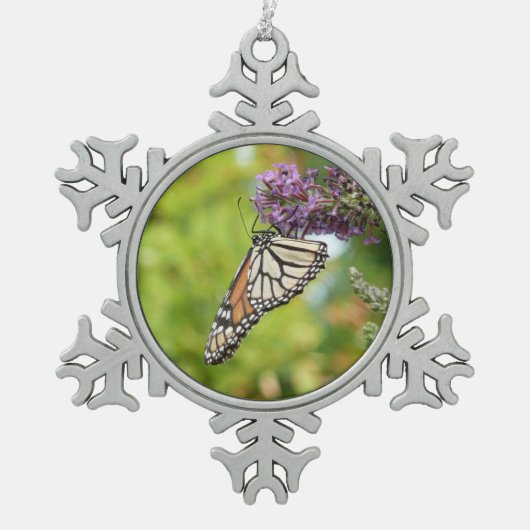 Ornement Flocon De Neige Monarque papillon sur Buddleia pourpre (Devant)