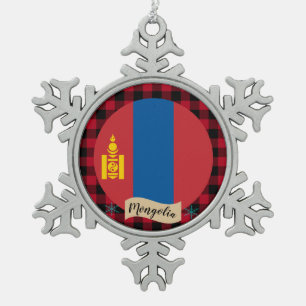 Ornement Flocon De Neige Mongolie patriotique, plaid de buffle, drapeau mon