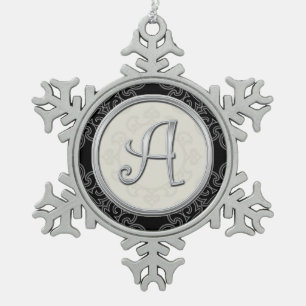 Ornement Flocon De Neige Monogramme Argent Un Noël