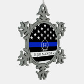 Ornement Flocon De Neige Monogramme customisé dénommé par police de drapeau (Gauche)