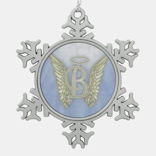 Ornement Flocon De Neige Monogramme d'ange de la lettre B (Devant)