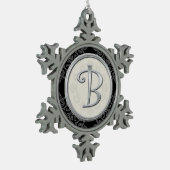 Ornement Flocon De Neige Monogramme d'argent élégant B Noël (Gauche)