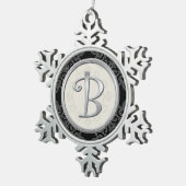 Ornement Flocon De Neige Monogramme d'argent élégant B Noël (Vue impression)
