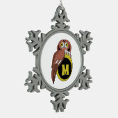 Ornement Flocon De Neige Monogramme de Chouette de l'Est (Gauche)