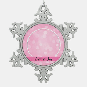 Ornement Flocon De Neige Monogramme de la fête de Bokeh