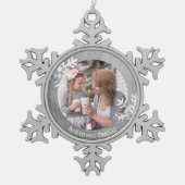 Ornement Flocon De Neige Monogramme photo en argent pour les flocons de nei (Devant)