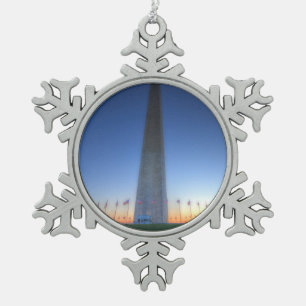 Ornement Flocon De Neige Monument de Washington avec coucher de soleil oran