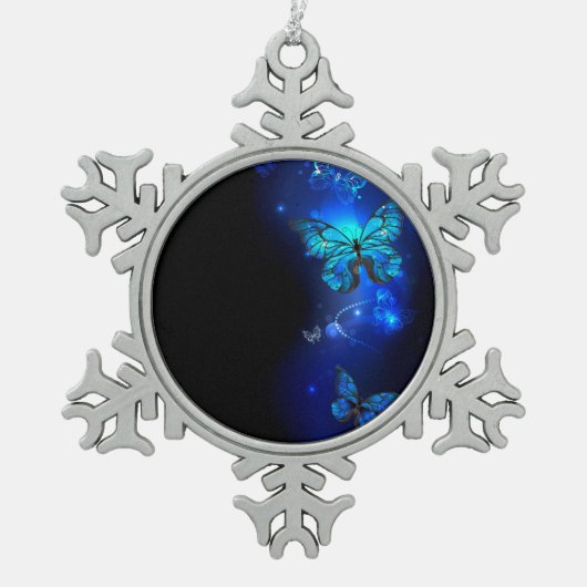 Ornement Flocon De Neige Morpho Butterfly in the Dark Background (Devant)