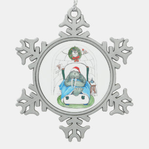 Ornement Flocon De Neige Morse de Noël et assoupissement Père Noël d'igl