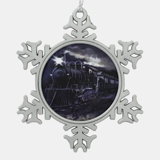 Ornement Flocon De Neige Moteur à vapeur magique Train victorien (Devant)