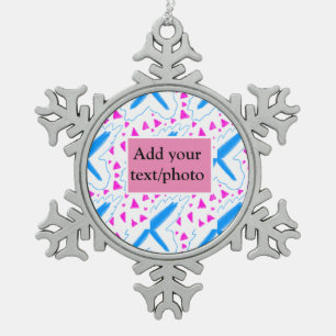 Ornement Flocon De Neige Motif aquarelle bleu rose ajoutez nom texte person