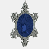 Ornement Flocon De Neige Motif de carte mère Geek bleu (Gauche)
