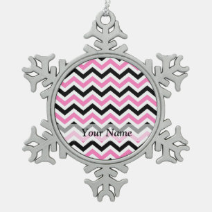 Ornement Flocon De Neige Motif en chevron rose et noir
