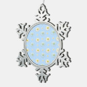 Ornement Flocon De Neige Motif marguerite blanc et bleu clair (Vue impression)