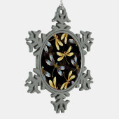 Ornement Flocon De Neige Motif sans couture avec libellules d'or (Gauche)