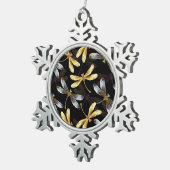 Ornement Flocon De Neige Motif sans couture avec libellules d'or (Vue impression)