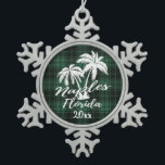 Ornement Flocon De Neige Naples Beach Floride Palm Green Plaid<br><div class="desc">Naples Beach Florida Palm Tree Green Plaid Christmas Ornement</div>
